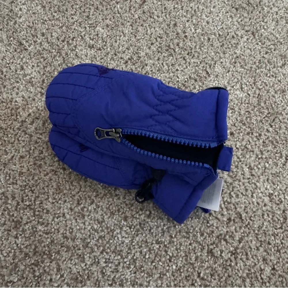 Columbia Infant Baby Zip Closure‎ Winter Snow Mittens Fleece Lined Blue